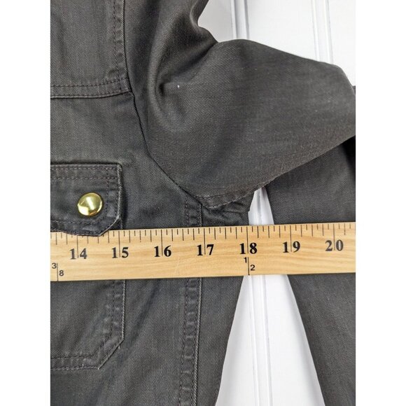 J Crew Mercantile Jacket Moto Jacket Womens Army Green Military Snaps Zip XS - Picture 8 of 9
